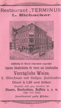 Werbung des Hotel Restaurants Terminus aus dem Saarbrücker Adressbuch 1897 (Foto: Stadtarchiv)