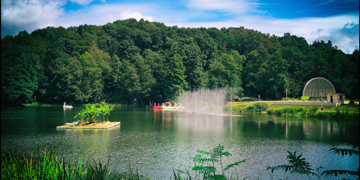 Deutschmühlenweiher im DFG mit Tretbooten. Foto: Dorothee Thoma