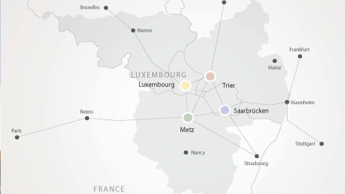Karte QuattroPole im Zentrum der Großregion
