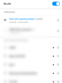 Schritt 2: Warten, bis man mit "free.wifi.saarbruecken" verbunden ist