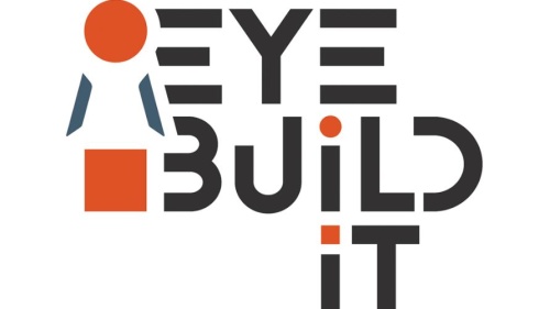 Logo der Eye Build It GmbH mit schwarzer Schrift und einer stilisierten Figur  