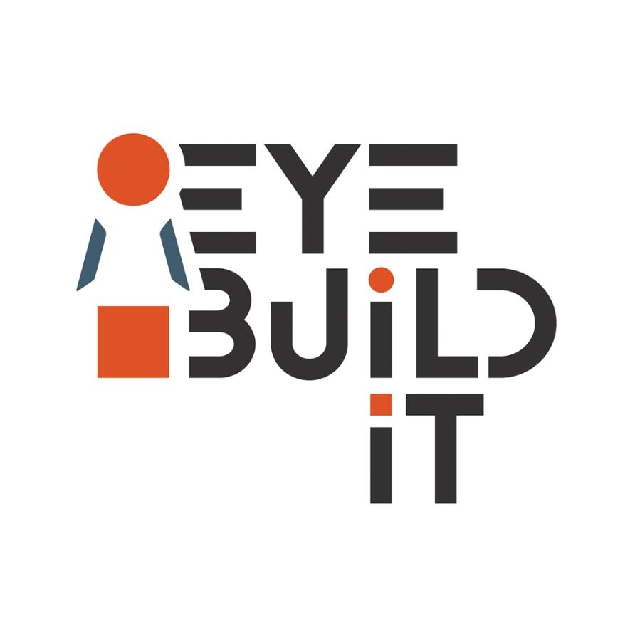 Logo der Eye Build It GmbH mit schwarzer Schrift und einer stilisierten Figur  