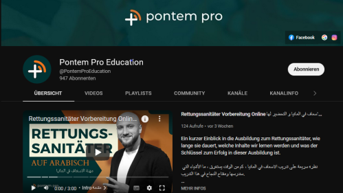 Screenshot der E-Learning Angebote auf YouTube