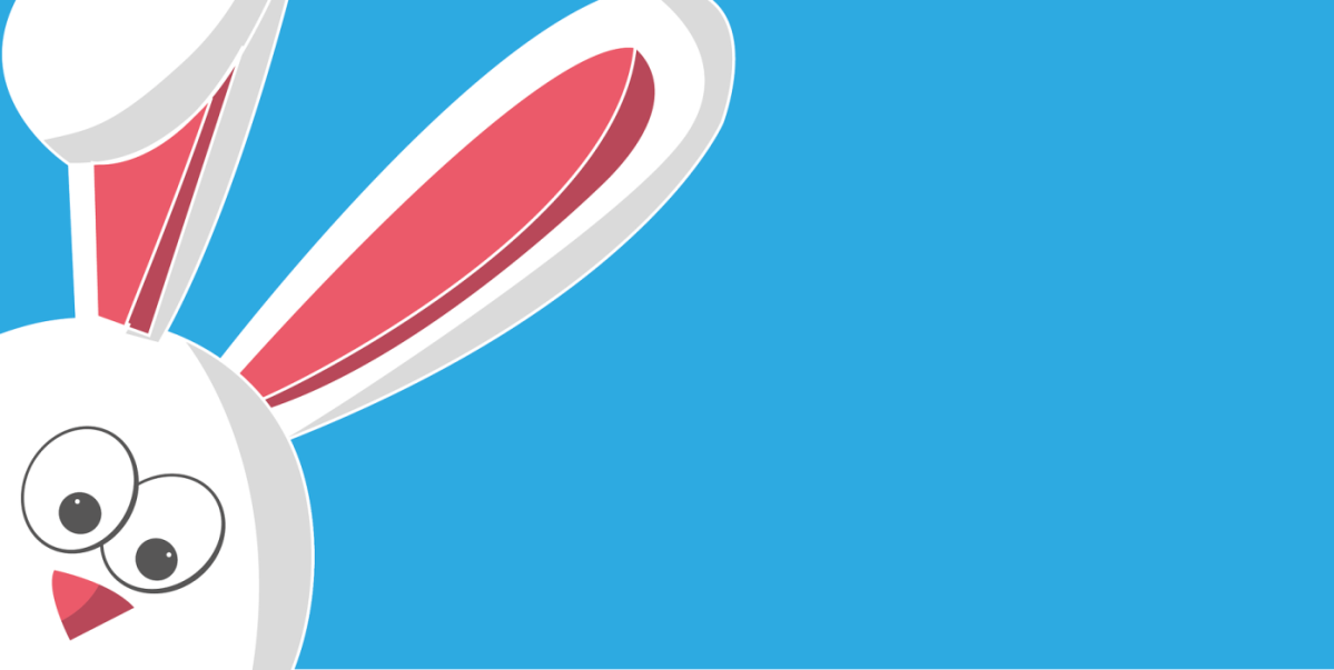 Illustration eines weissen Kaninchens auf blauem Hintergrund Illustration eines weissen Kaninchens auf blauem Hintergrund