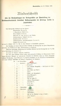 Niederschrift des Preisgerichts zum Wettbewerb der Bebauung des Trillers, 1909