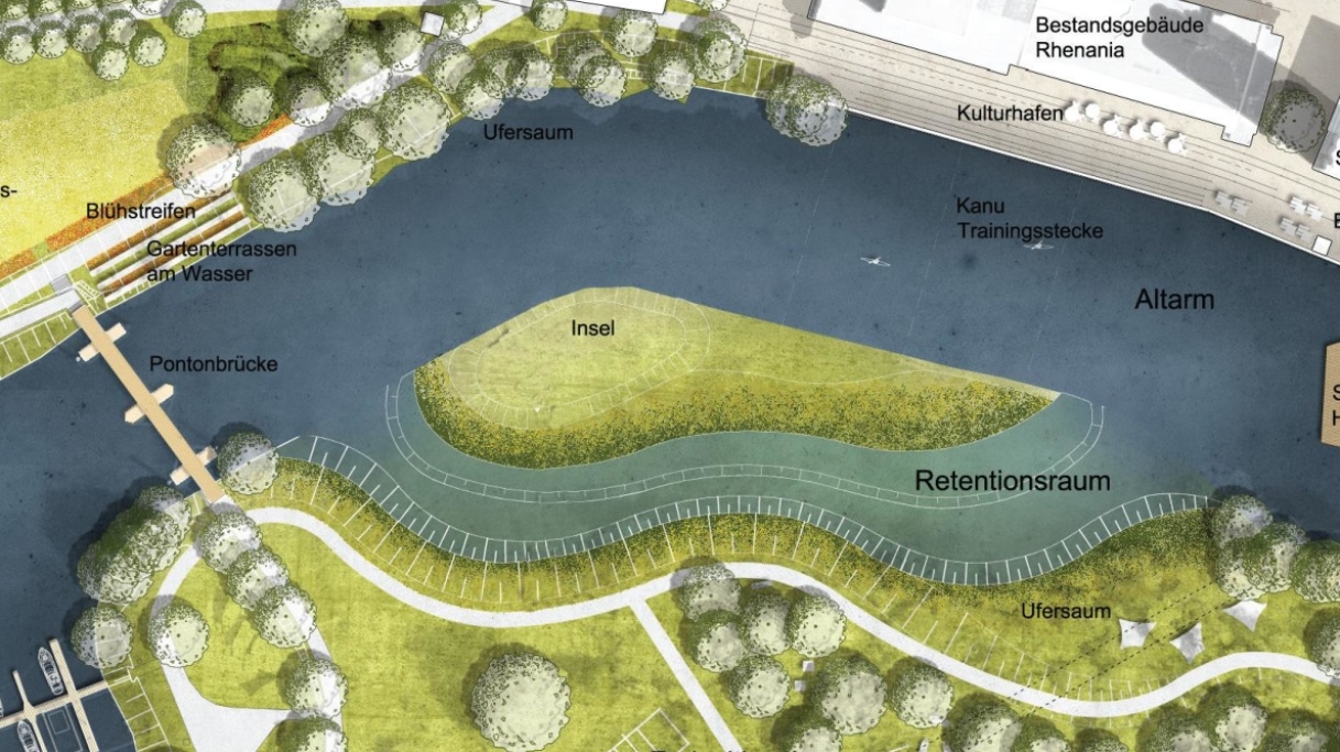 ISEK Osthafen: Planungsansicht zum Hafenbecken