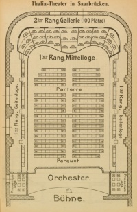 Sitzplan des Thalia-Theaters in Saarbrücken aus dem Adressbuch 1910