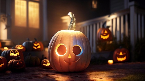 Leuchtende Halloween Kürbisse