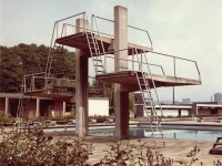 Sprungturm des Deutschmühlenbades um 1960