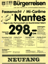 Programm der Bürgerreise nach Nantes zum Mi-Carême, 1983.