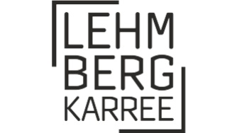 quadratisches Logo mit dreizeiliger Beschriftung Lehmberg Karree in Großbuchstaben, Schriftfarbe schwarz quadratisches Logo mit dreizeiliger Beschriftung Lehmberg Karree in Großbuchstaben, Schriftfarbe schwarz