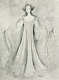 Figurine „Königin der Nacht“, Zauberflöte, Theaterprogramm Spielzeit 1953/54
