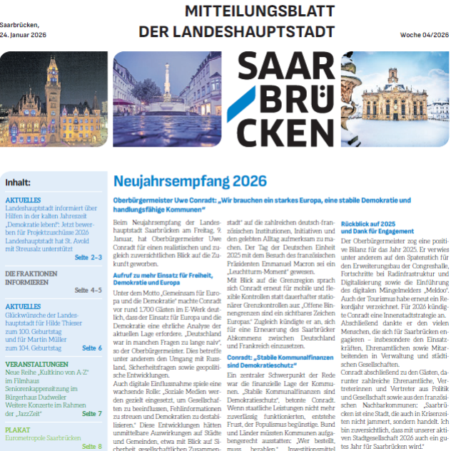 Titelblatt des Mitteilungsblattes vom 24. Januar