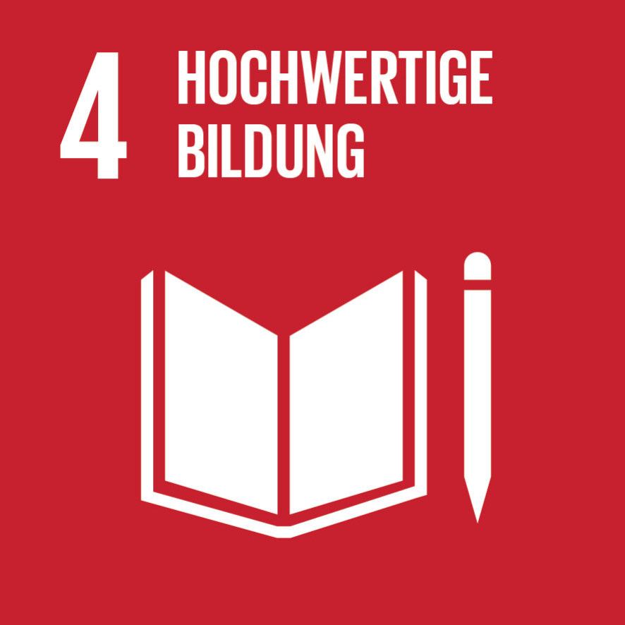 Symbol für Nachhaltigkeitsziel 4: Hochwertige Bildung. Symbol für Nachhaltigkeitsziel 4: Hochwertige Bildung.