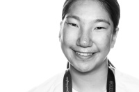 Emujin Dugarmaa, Mongolei, Volleyball Portrait schwarz weiss einer Athletin