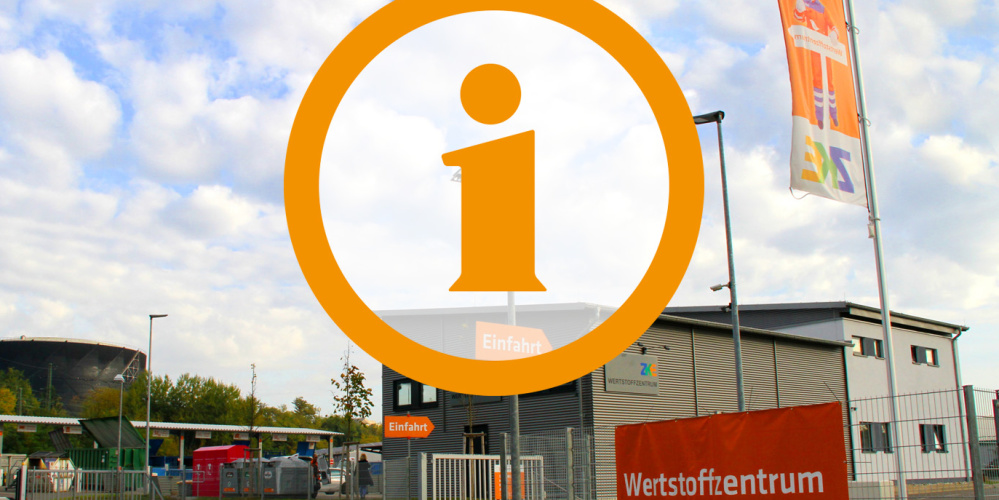 Wertstoffzentrum Wiesenstraße Wertstoffzentrum Wiesenstraße Einfahrtsbereich mit Infografik. Foto: ZKE